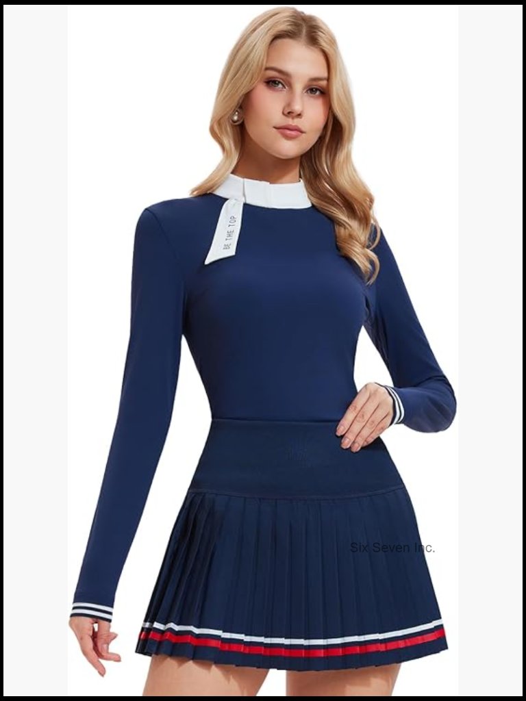 2 Piece Tennis Skirt Set, Zip Back Top & Pleated Skort With Pockets, Athletic